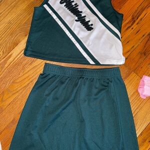 Green and White Cheerleading Uniform